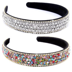 YISSION 2pc rhinestone headbands in a silver rainbow finish for daily dazzling style.