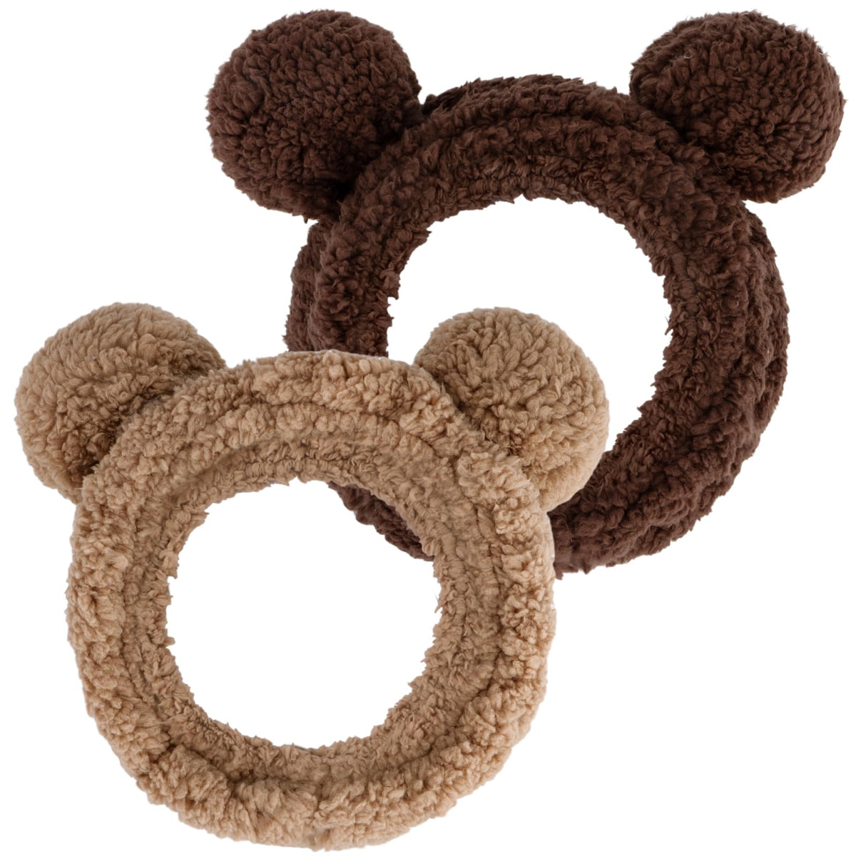 YISSION bear ears spa headband pack of 2 brown coffee fits most heads comfortably