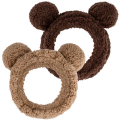 YISSION bear ears spa headband pack of 2 brown coffee fits most heads comfortably