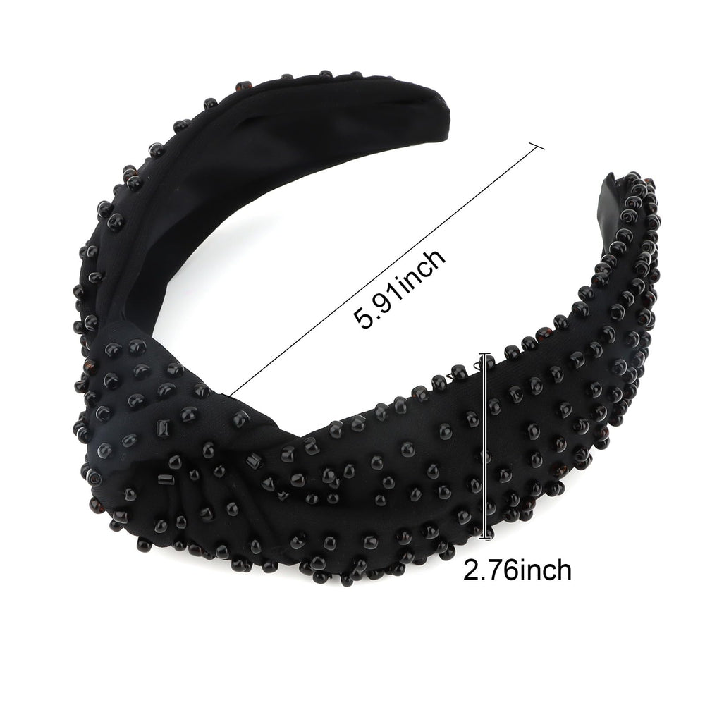 Diadema de pelo con nudo y perlas YISSION, versátil para diario y fiestas.