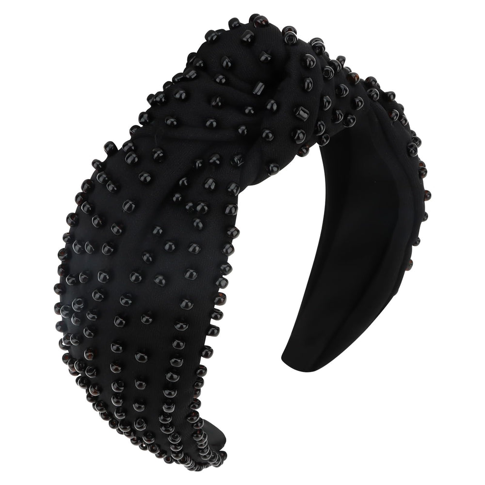 Diadema de perlas con nudo YISSION, ideal para estilo diario elegante.