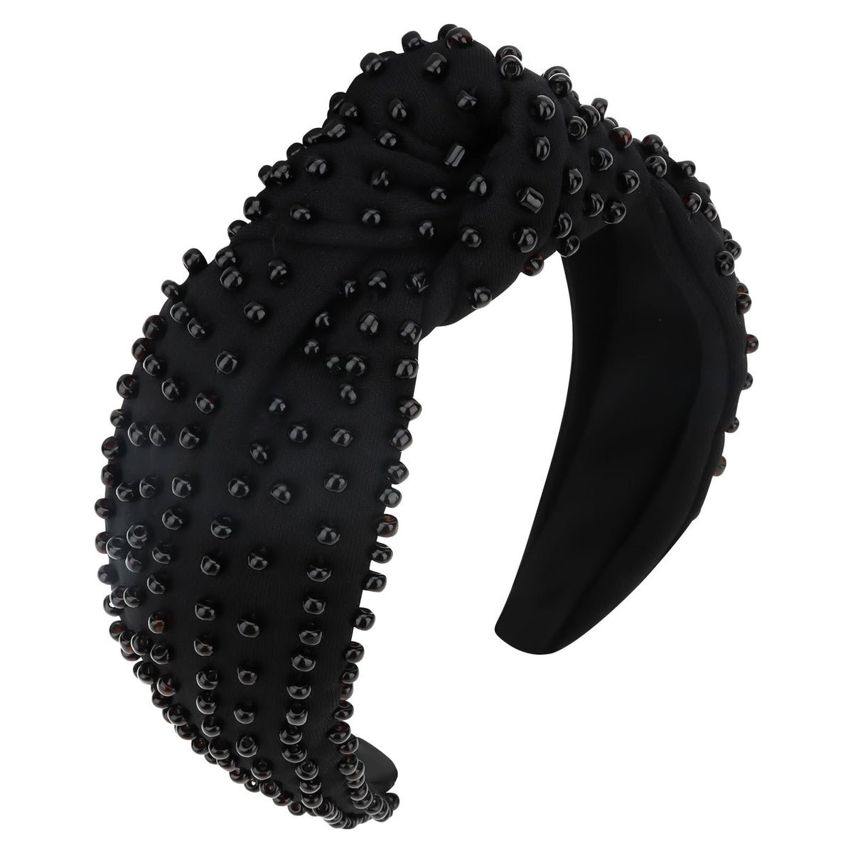 YISSION pearl-knotted-headband closeup highlights elegant pearled detail for refined styling