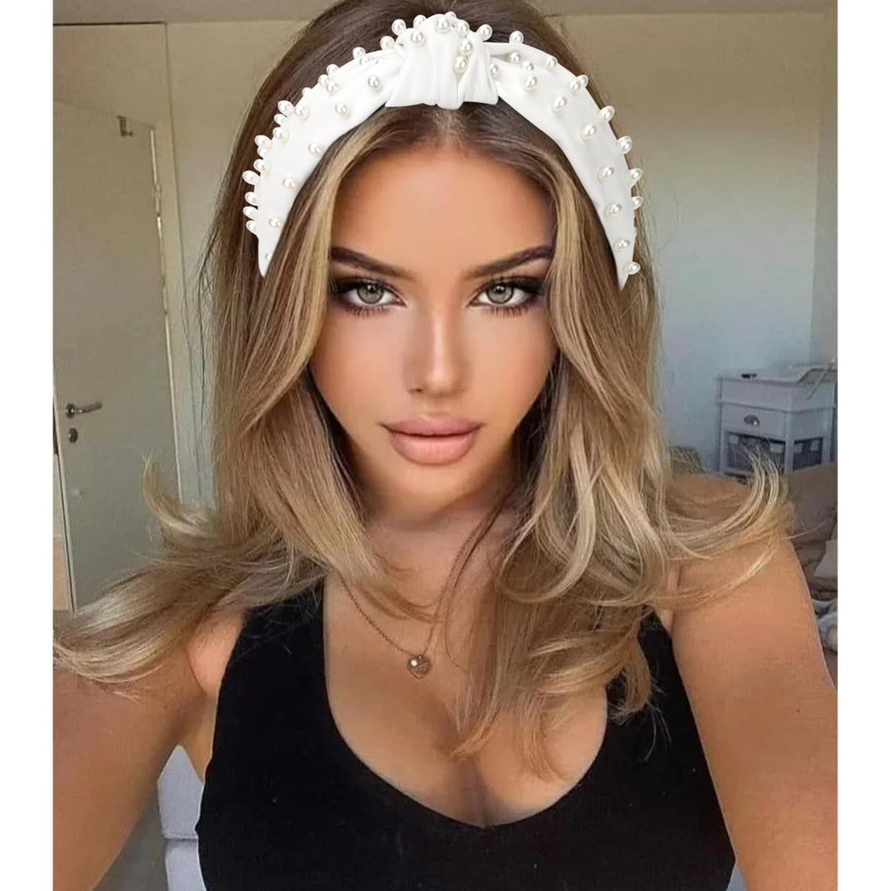 YISSION pearl-knotted headband wearing style demonstrates versatile accessorizing
