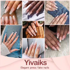 Yivaiks press-on nails kit with file and glue for quick wear.