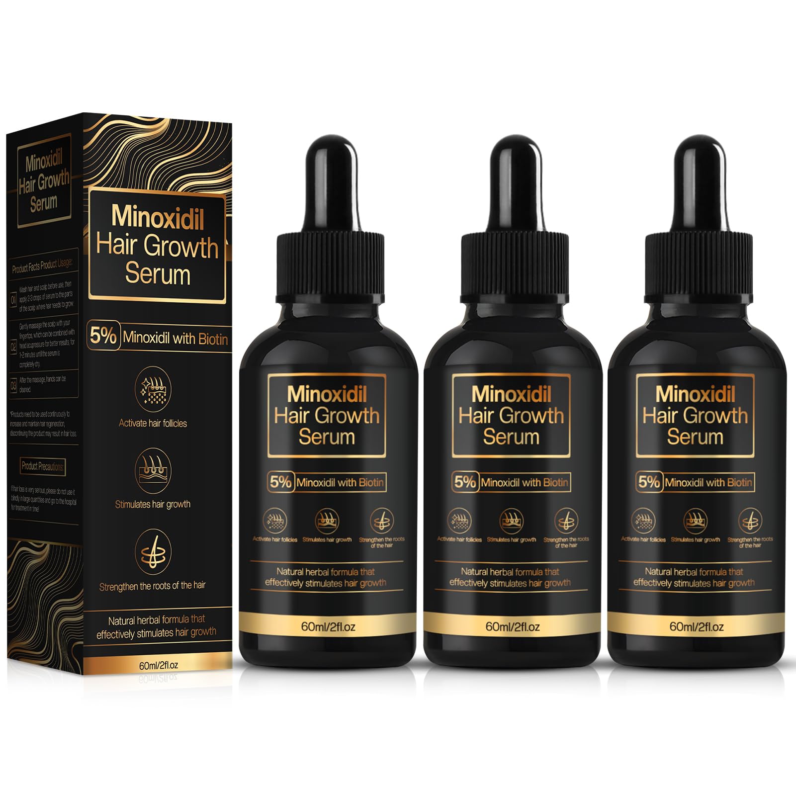 YKDILYHH 5% Minoxidil bottle close-up showing precise topical application for scalp.