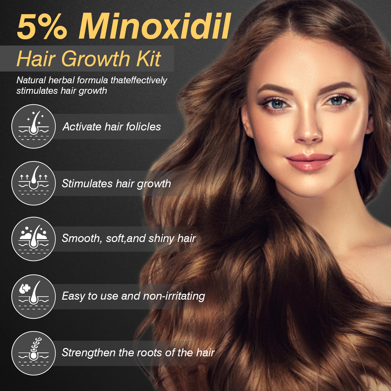 YKDILYHH Minoxidil serum dropper demonstrates easy, controlled application for targeted hair growth.