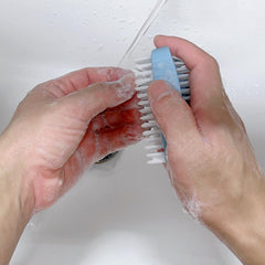 Ylijxqc nail brush white close-up showing stiffer bristles for under-nail dirt removal.