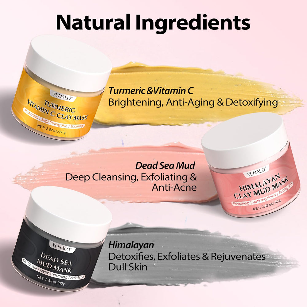 YLNALO 3-in-1 clay mask gift set showcases spa-skincare at home.