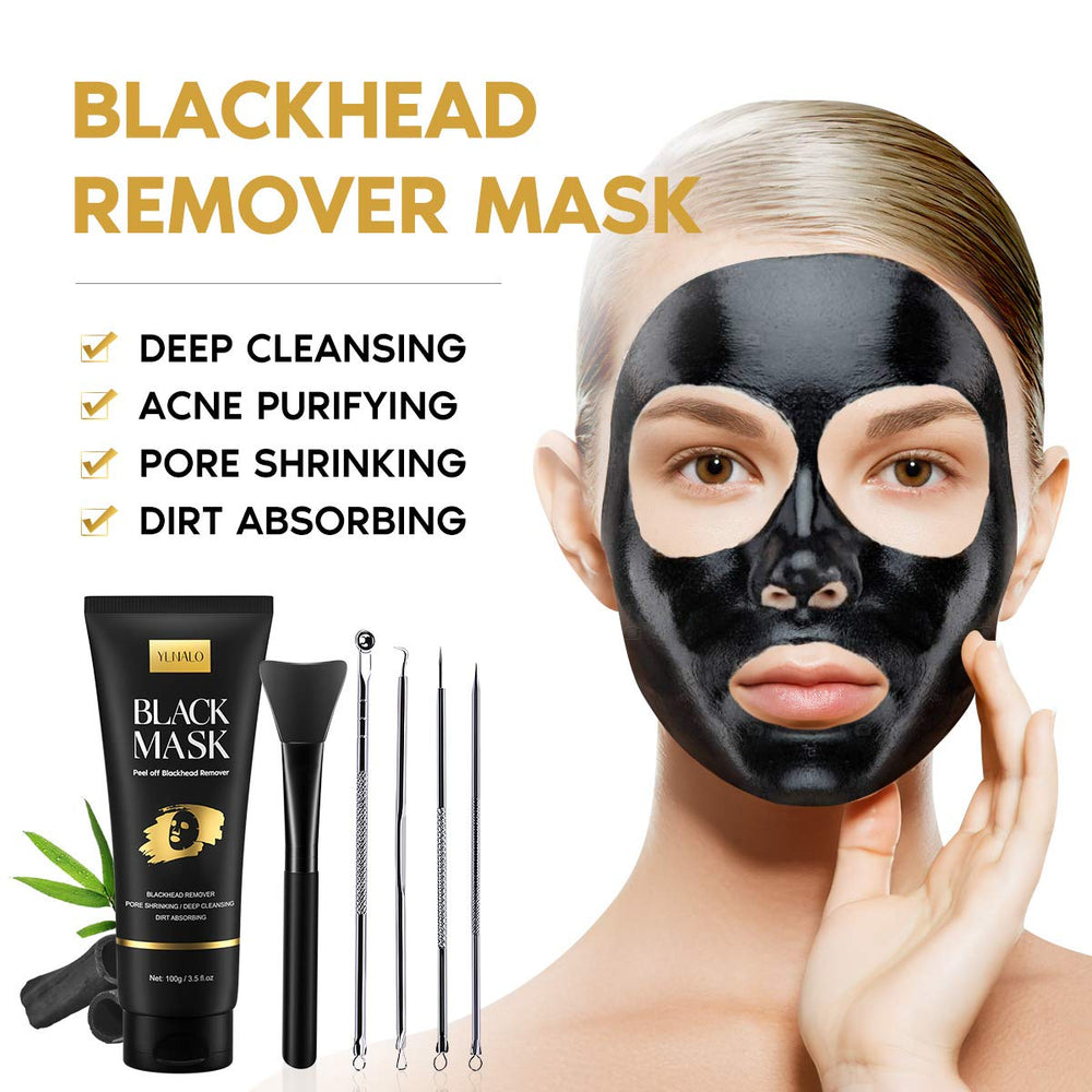 YLNALO Charcoal mask texture swatch on skin.