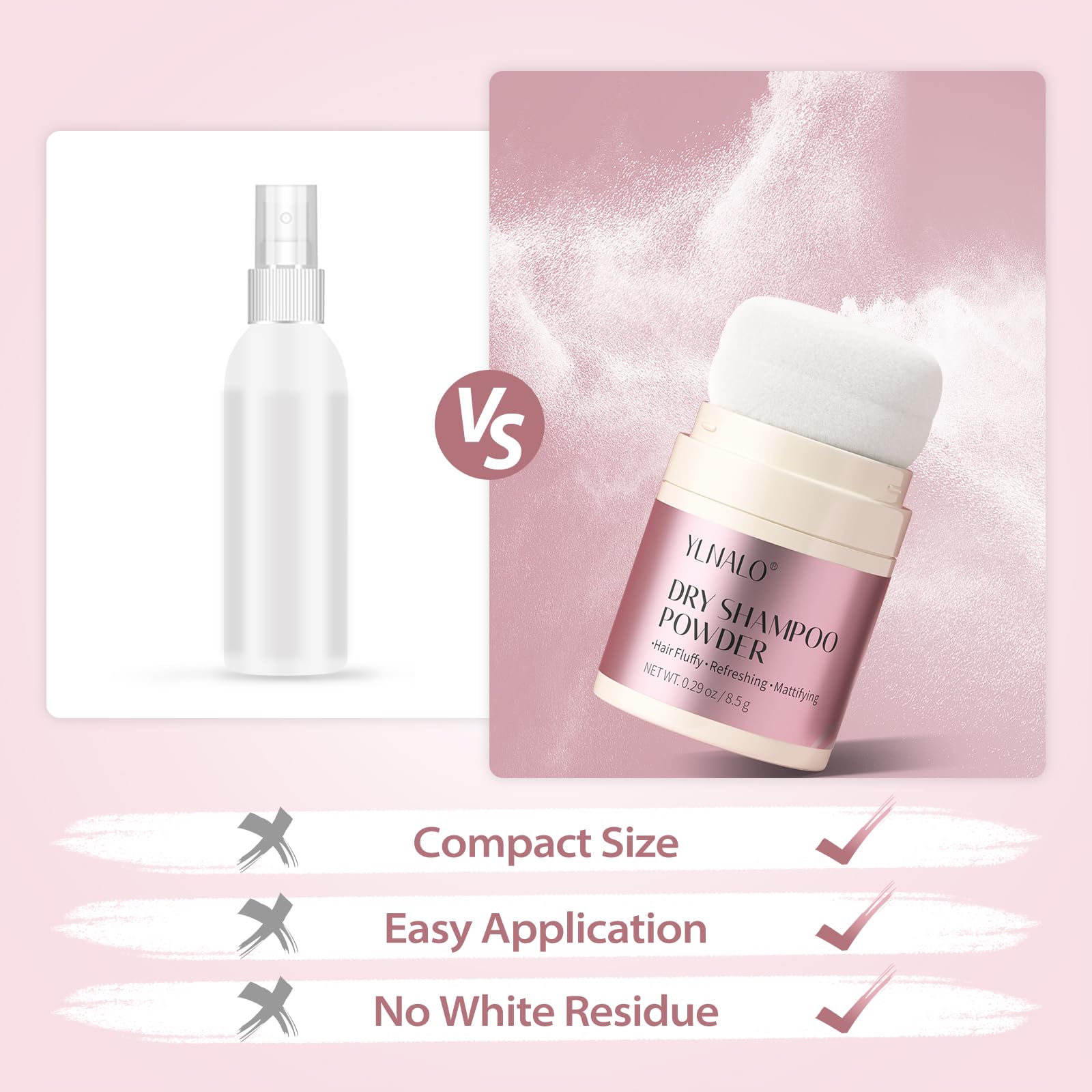 YLNALO Dry Shampoo Powder compact travel-size container for quick refresh