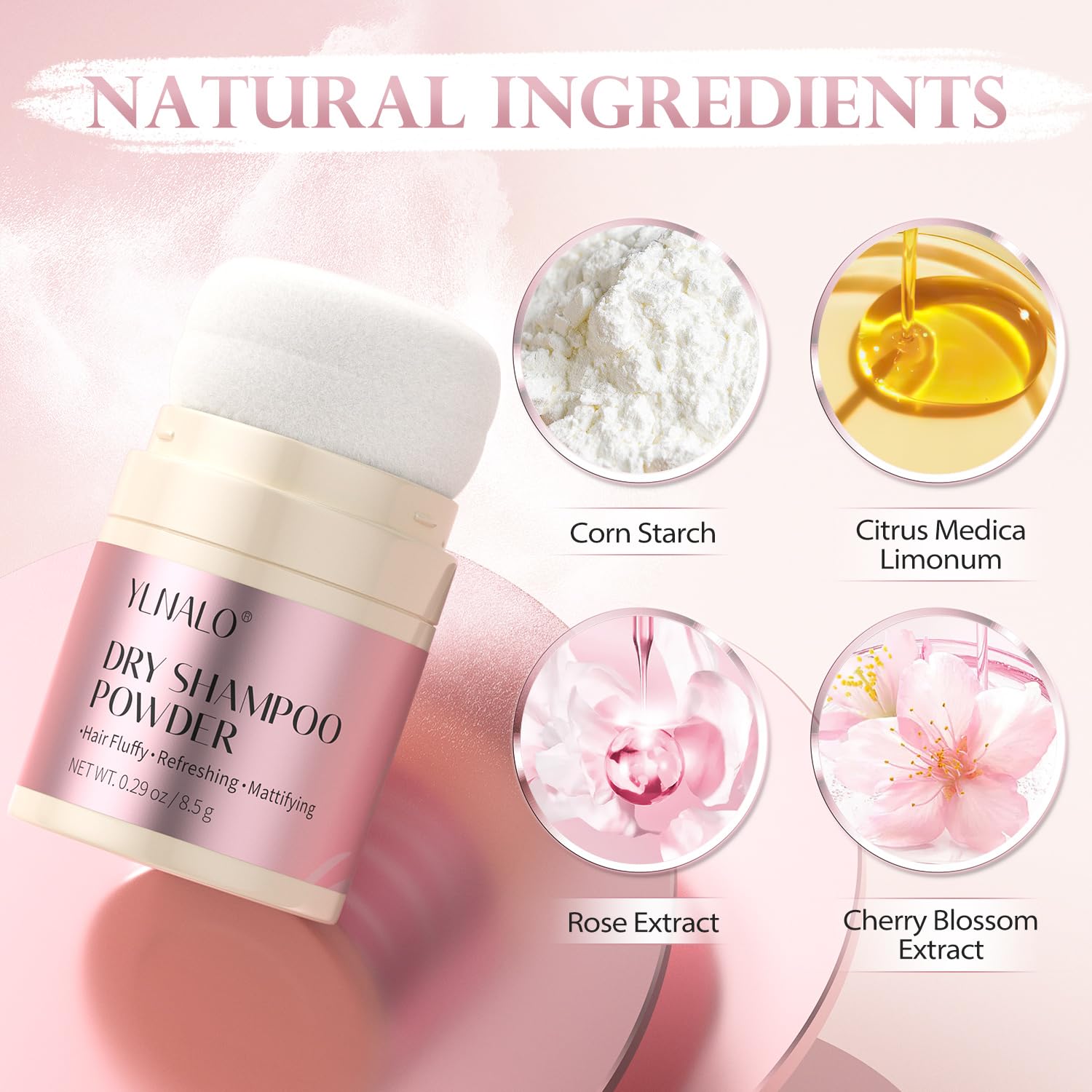 YLNALO dry shampoo powder applying on roots for instant volume