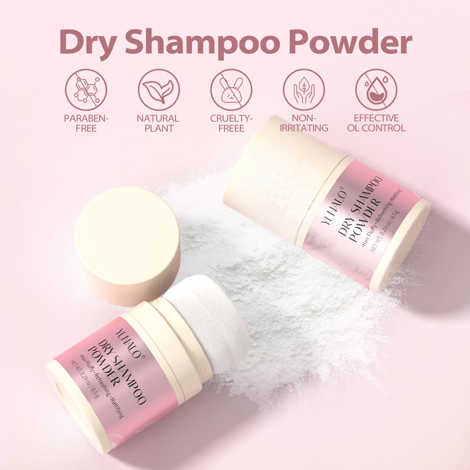 YLNALO Dry Shampoo Powder no white cast blends seamlessly with hair color for a natural look