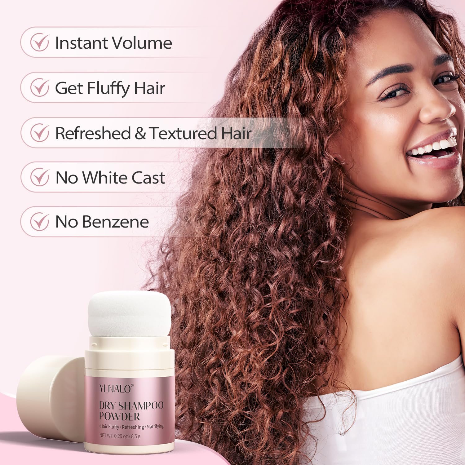 YLNALO dry shampoo powder delivers no white cast after use