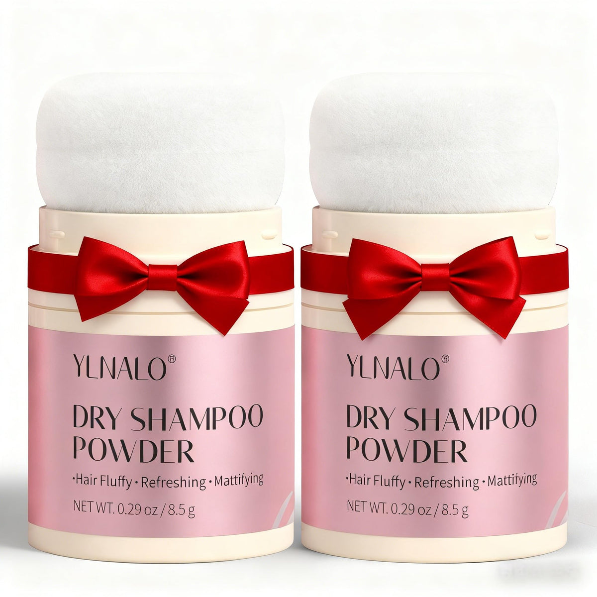 YLNALO Dry Shampoo Powder two-pack close-up highlighting oil absorption for refreshed roots