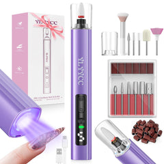 YLYYCC Electric Nail Drill with UV lamp in action for at-home salon-quality nails.