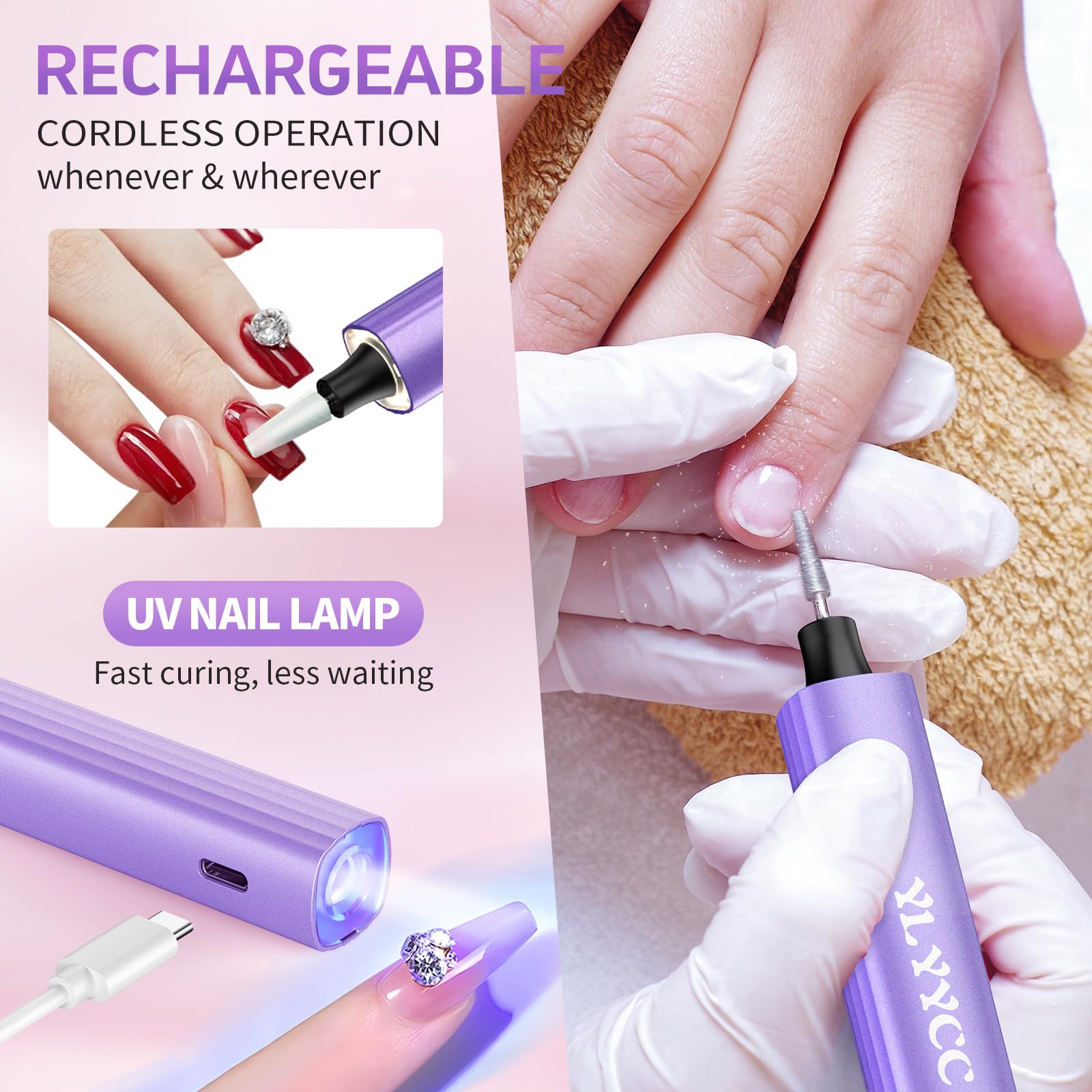 YLYYCC UV lamp delivers fast curing for gel and acrylic nails.