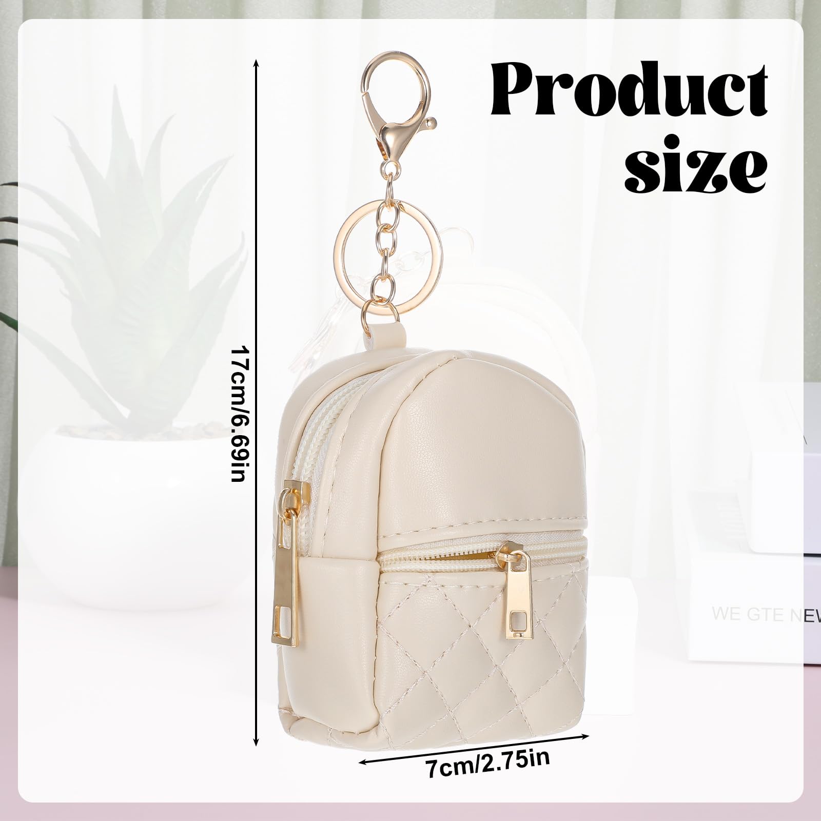 Ymapinc mini backpack keychain beige close-up of soft leather texture