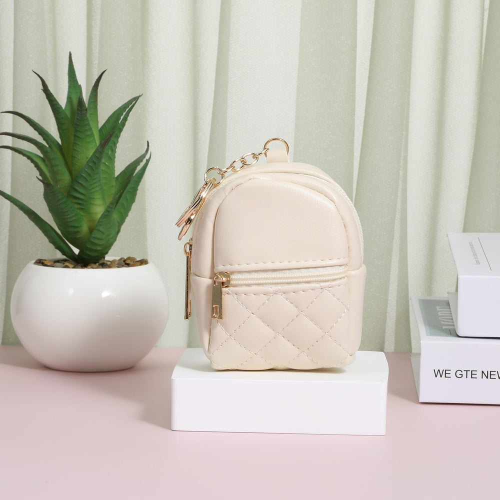 Ymapinc mini backpack keychain beige size comparison with credit cards