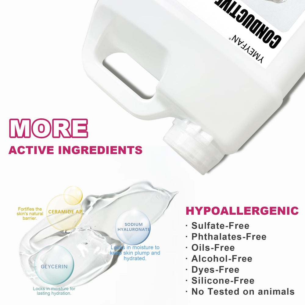 YMEYFAN microcurrent facial-use application showing smooth glide and comfortable skin contact