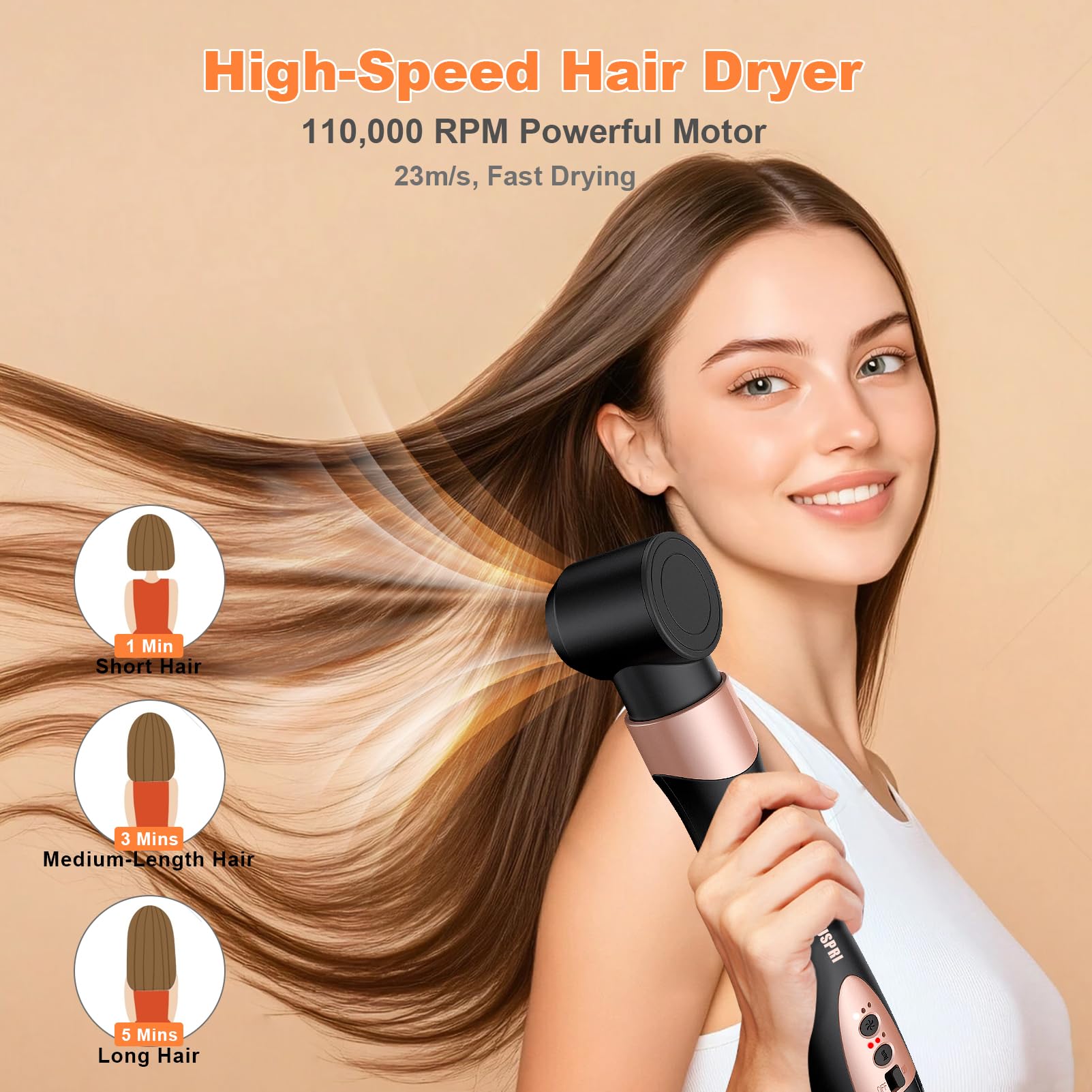 YMGUSPRI 6-in-1 with attachments in rose gold ready for versatile styling