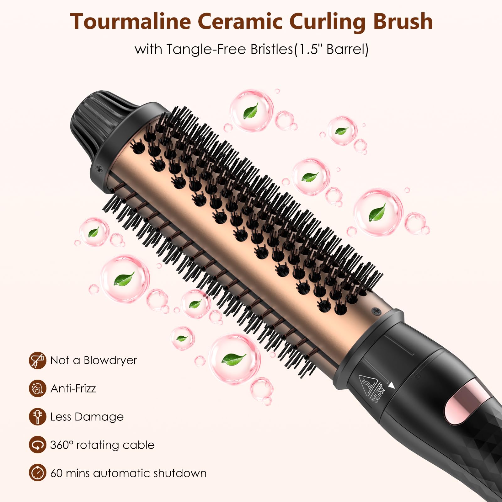 Ymguspri thermal brush anti-tangle bristles reduce snagging during curls.