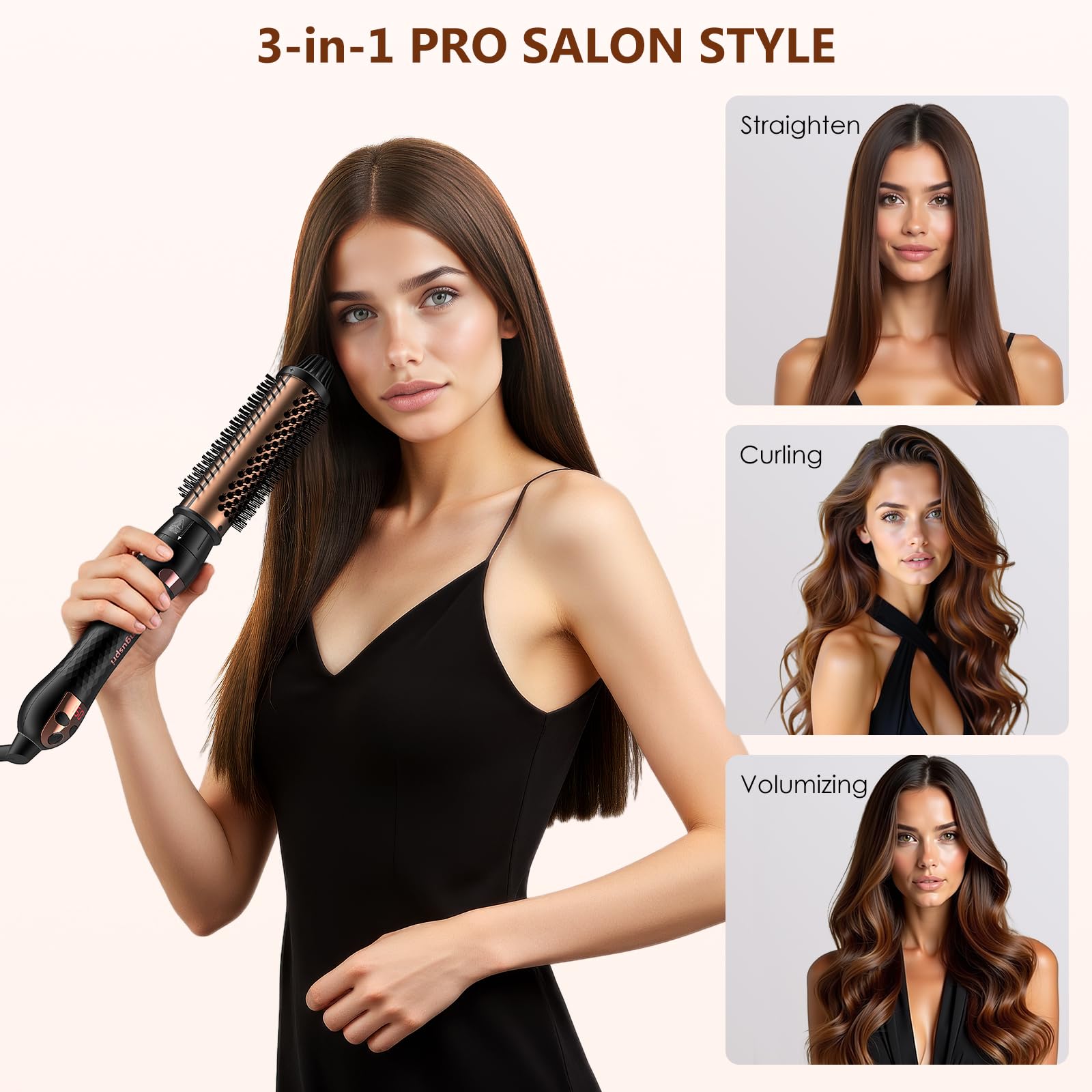 Ymguspri thermal brush dual voltage supports international travel styling.