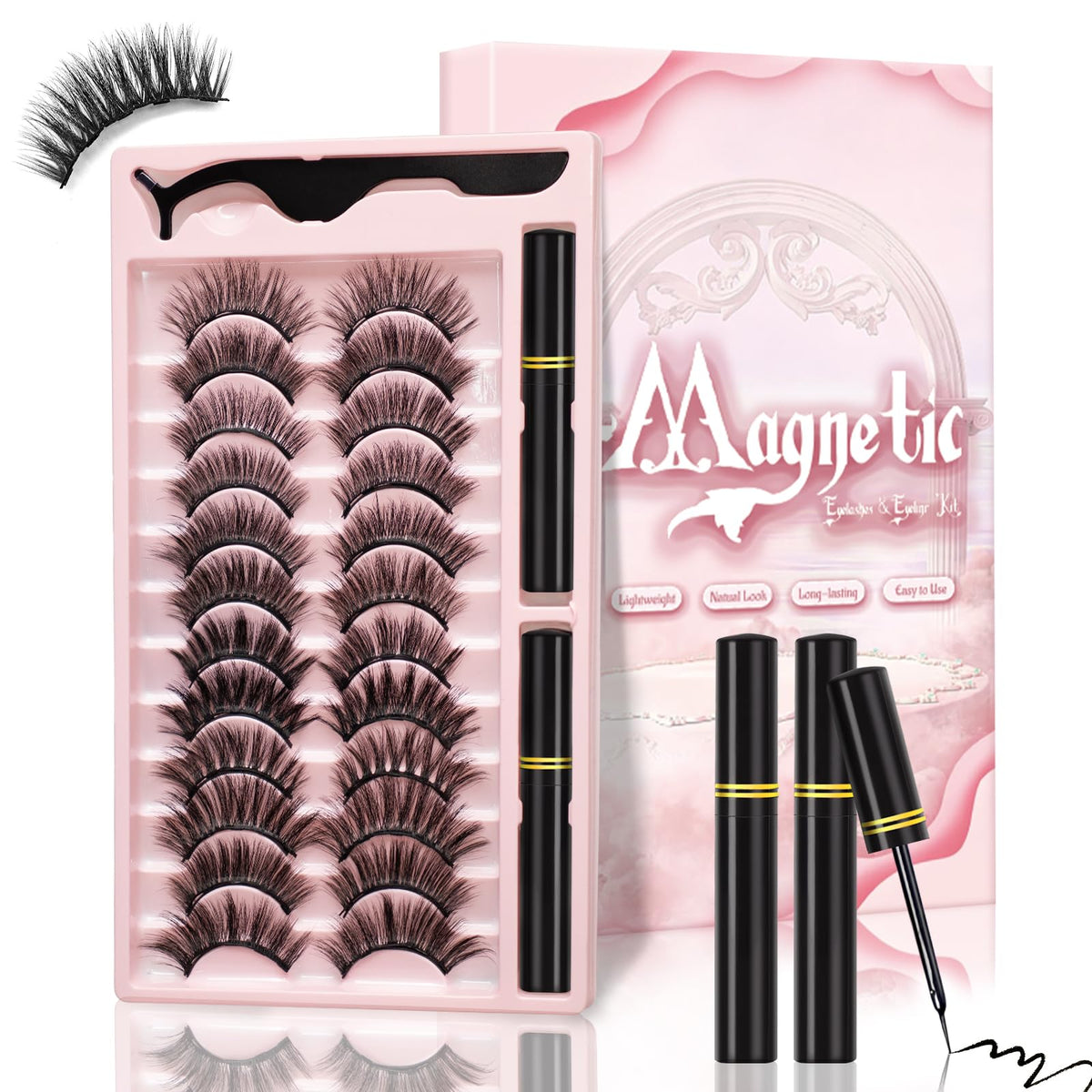 Ymojia magnetic-eyelashes-kit-closeup shows natural faux-mink lashes with easy-wear appeal.