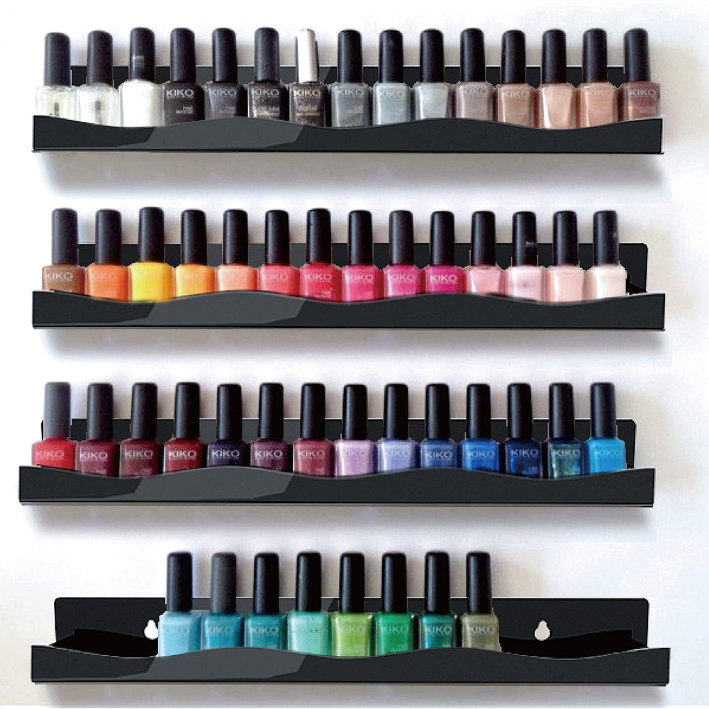 YMVV acrylic nail polish rack closeup highlights durability and sleek design