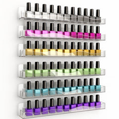 YMVV clear acrylic nail polish rack wall-mounted, vibrant color visibility for quick color picks