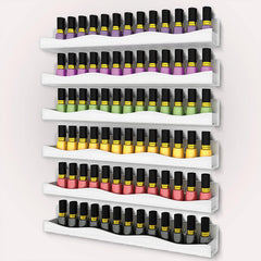 YMVV white nail polish rack wall-mounted front view showcases organized color display for salon efficiency