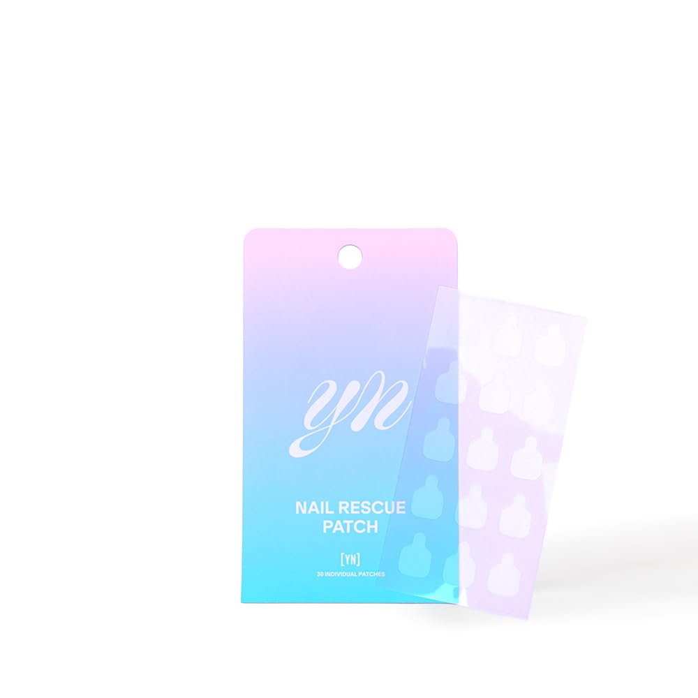 YN Young Nails Nail Rescue Patch on cracked nail for quick, discreet repair