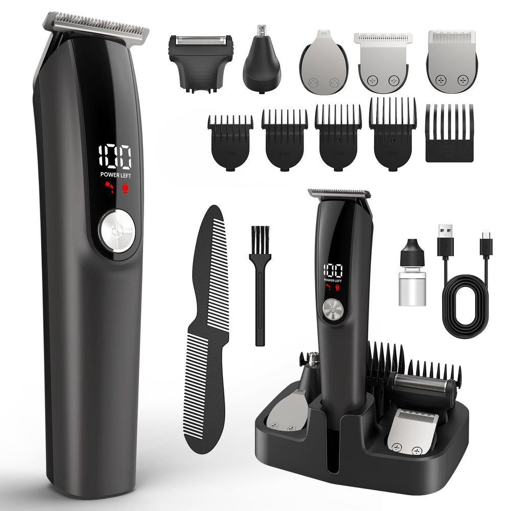 Ynasen 6-in-1 beard-trimmer setup for precise, all-in-one home grooming.
