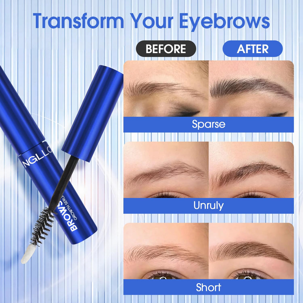 YNGLLC dual-head brush demonstrates precise application for sparse brows.