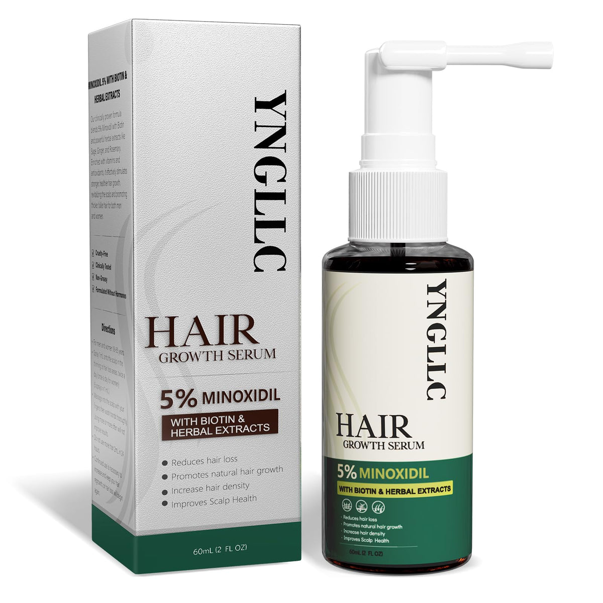 YNGLLC minoxidil 60ml bottle for visible hair growth support