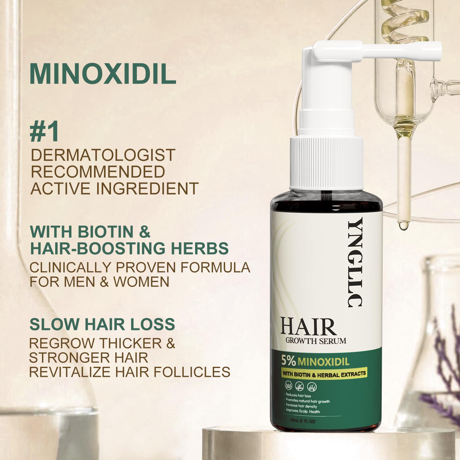YNGLLC minoxidil cap closeup shows secure dosing for mess-free use
