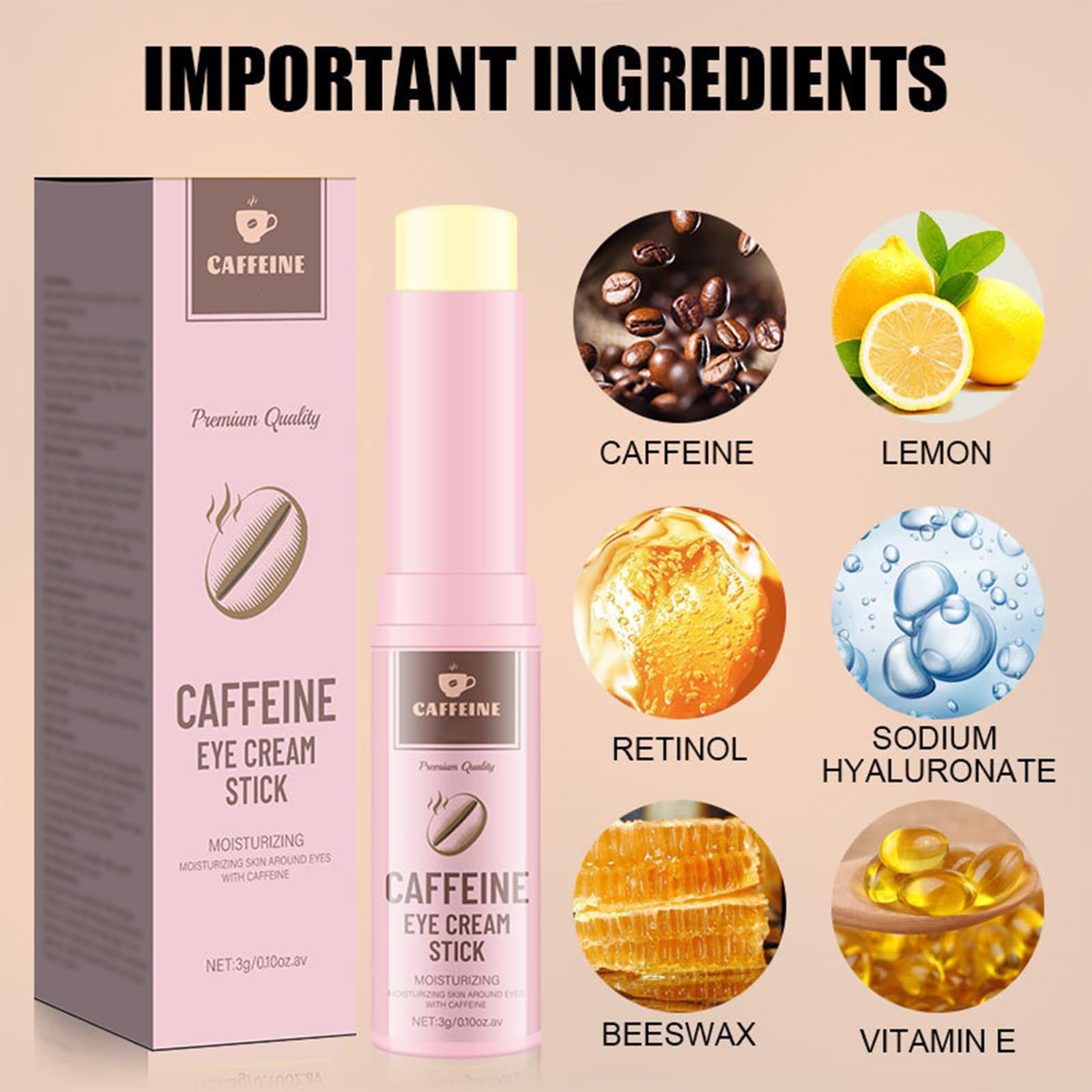 Yniquet retinol and caffeine eye cream close-up rejuvenating look