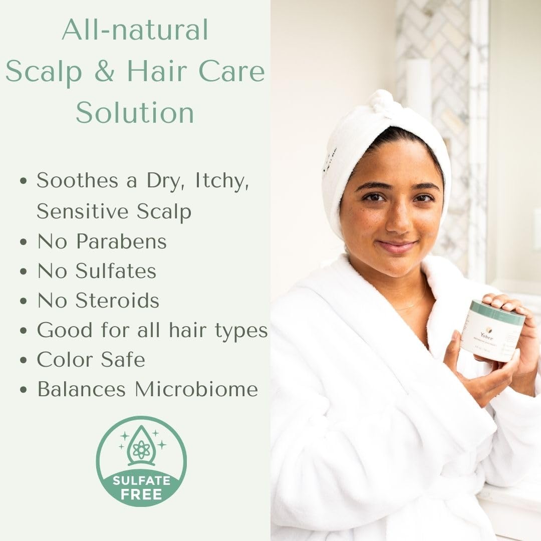 Application shot showing even spread of Yobee Restorative Scalp Mask for scalp comfort.