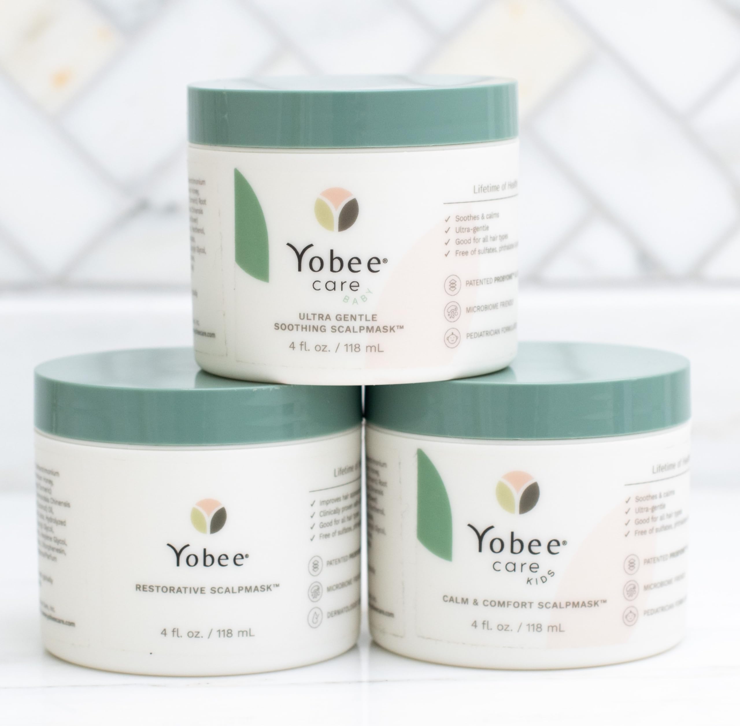 Yobee Restorative Scalp Mask illustration suggests balanced scalp supports healthier hair.