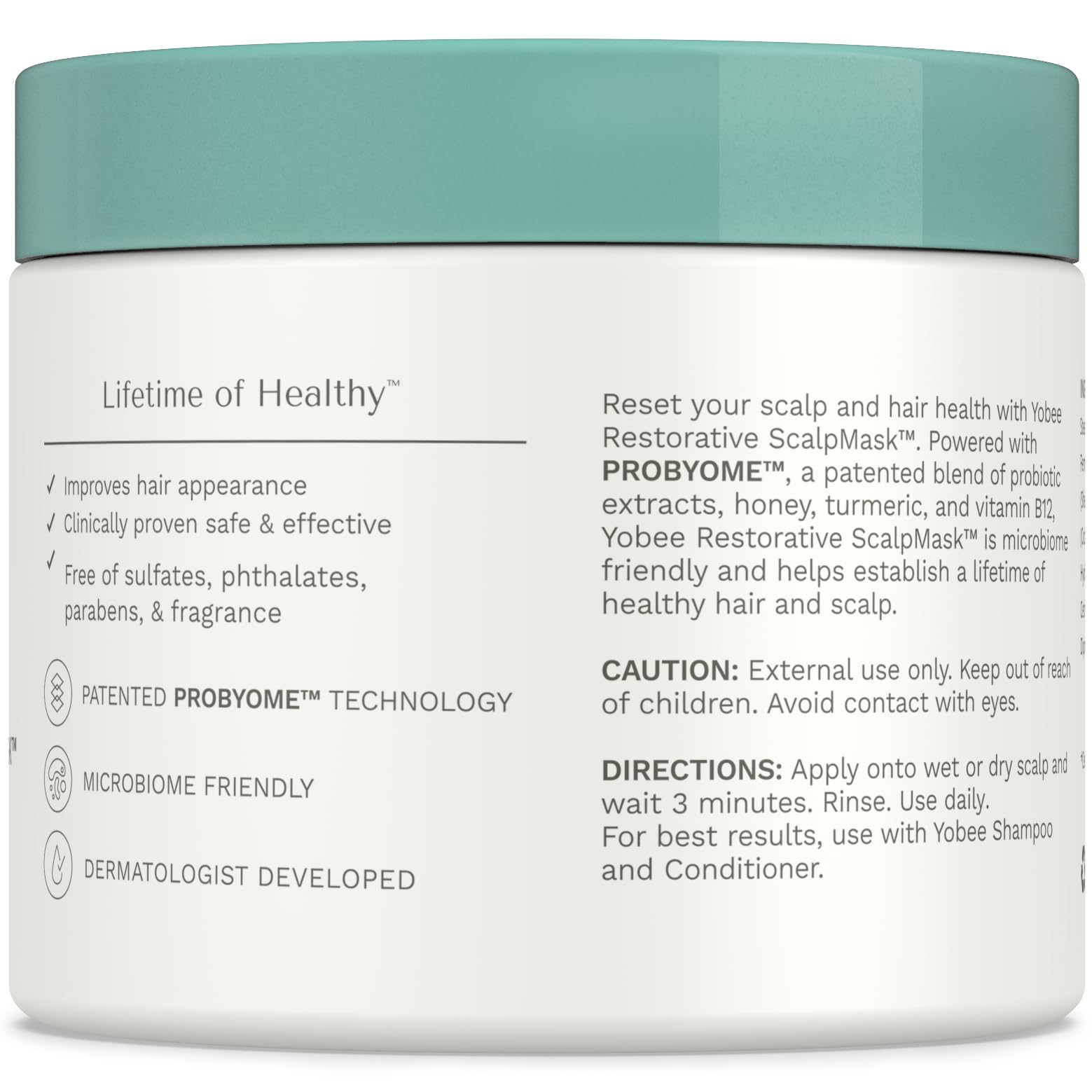 Honey and turmeric highlight in Yobee Restorative Scalp Mask for soothing care.