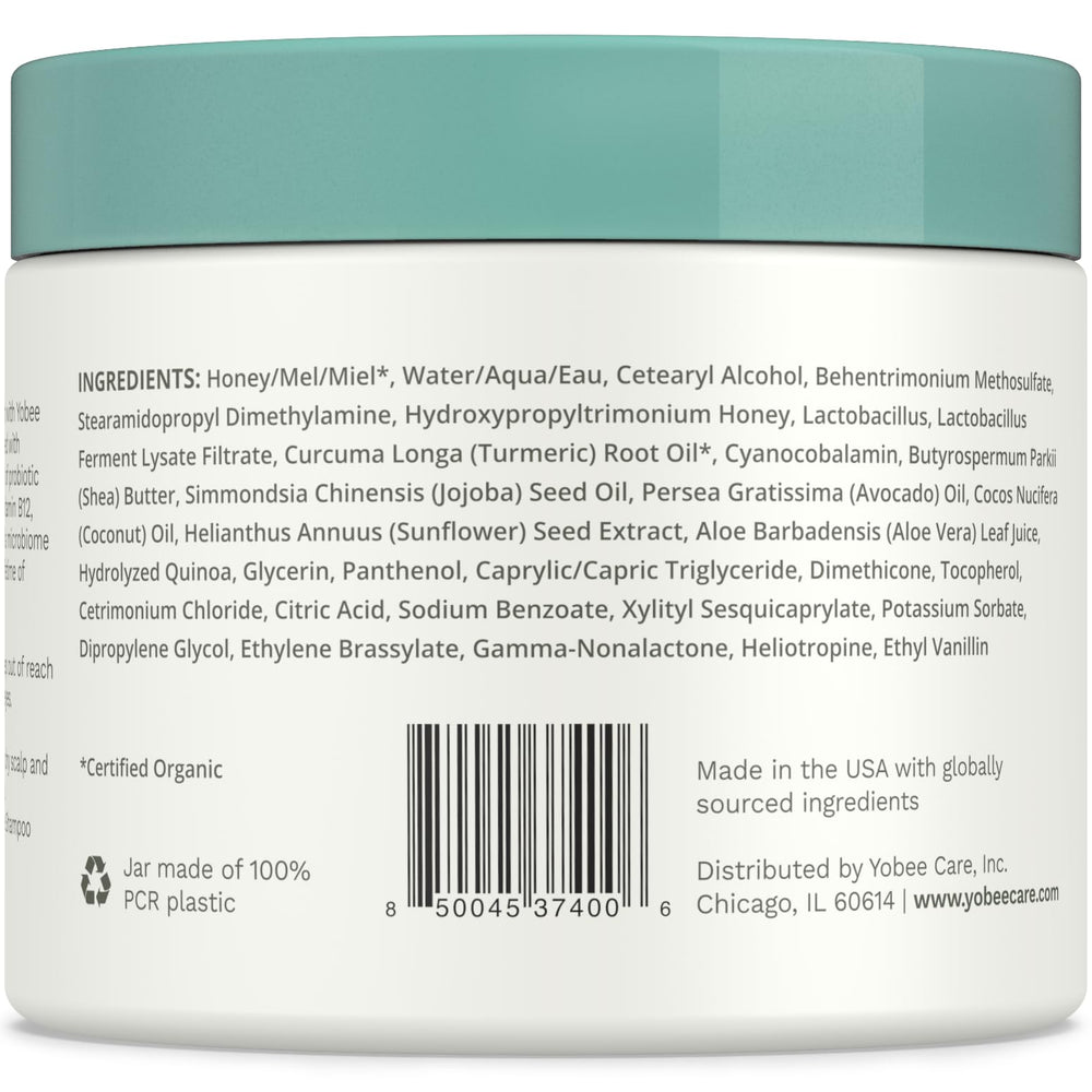 PROBYOME probiotic blend on Yobee Restorative Scalp Mask jar.