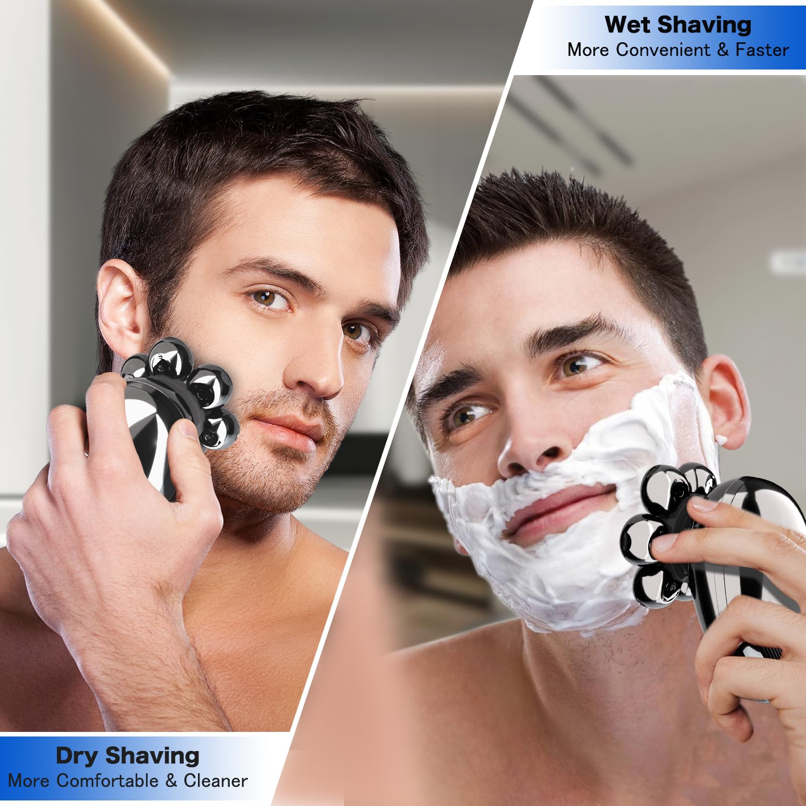 YOBeyux stainless-steel blades close-up for durable sharpness and comfortable shave