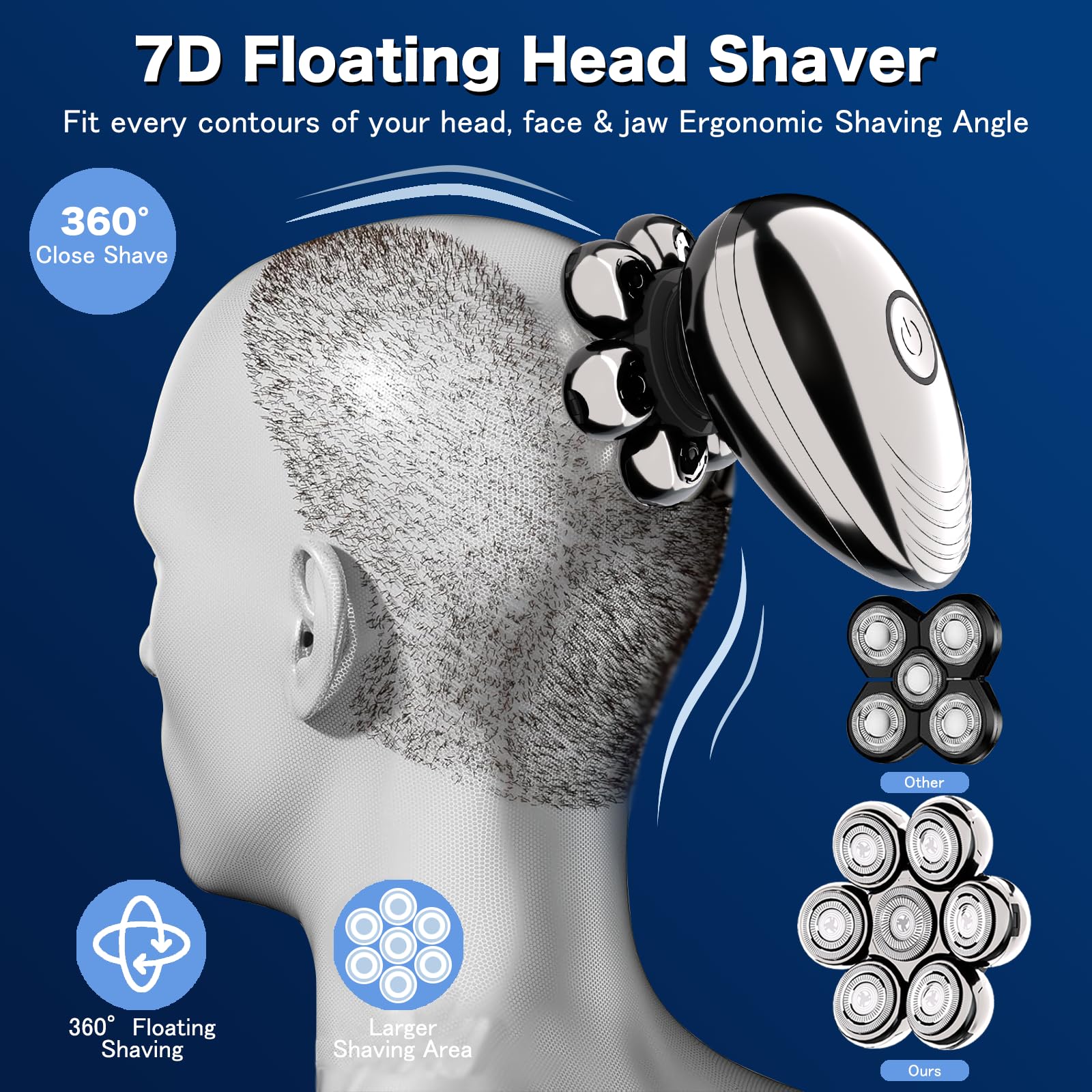 YOBeyux head shaver wet/dry use shows versatile grooming routine
