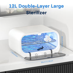 Yofuly sterilizer 12L interior rack demonstrating organized tool placement.