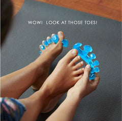 YogaToes Gems sapphire blue design highlights premium foot care aesthetics.