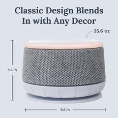 Yogasleep Dohm Nova night light adds dim amber glow for gentle late-night wakeups.