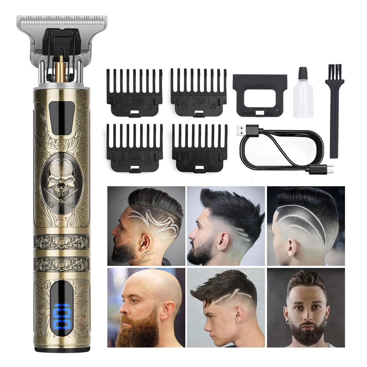 YOGINGO professional hair trimmer bronze LCD front view for precise, clean grooming