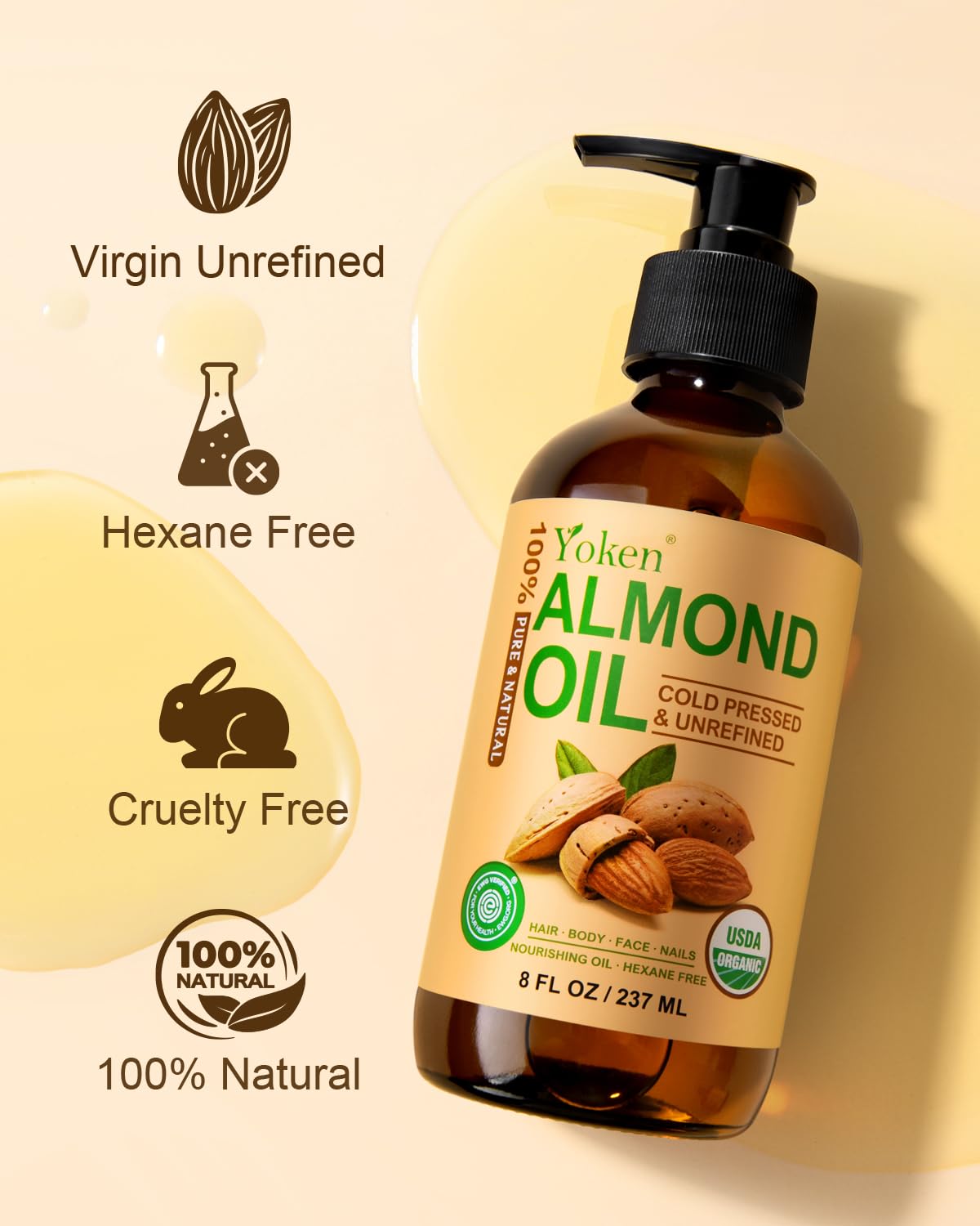 Yoken almond oil ideal carrier oil for DIY skincare blends