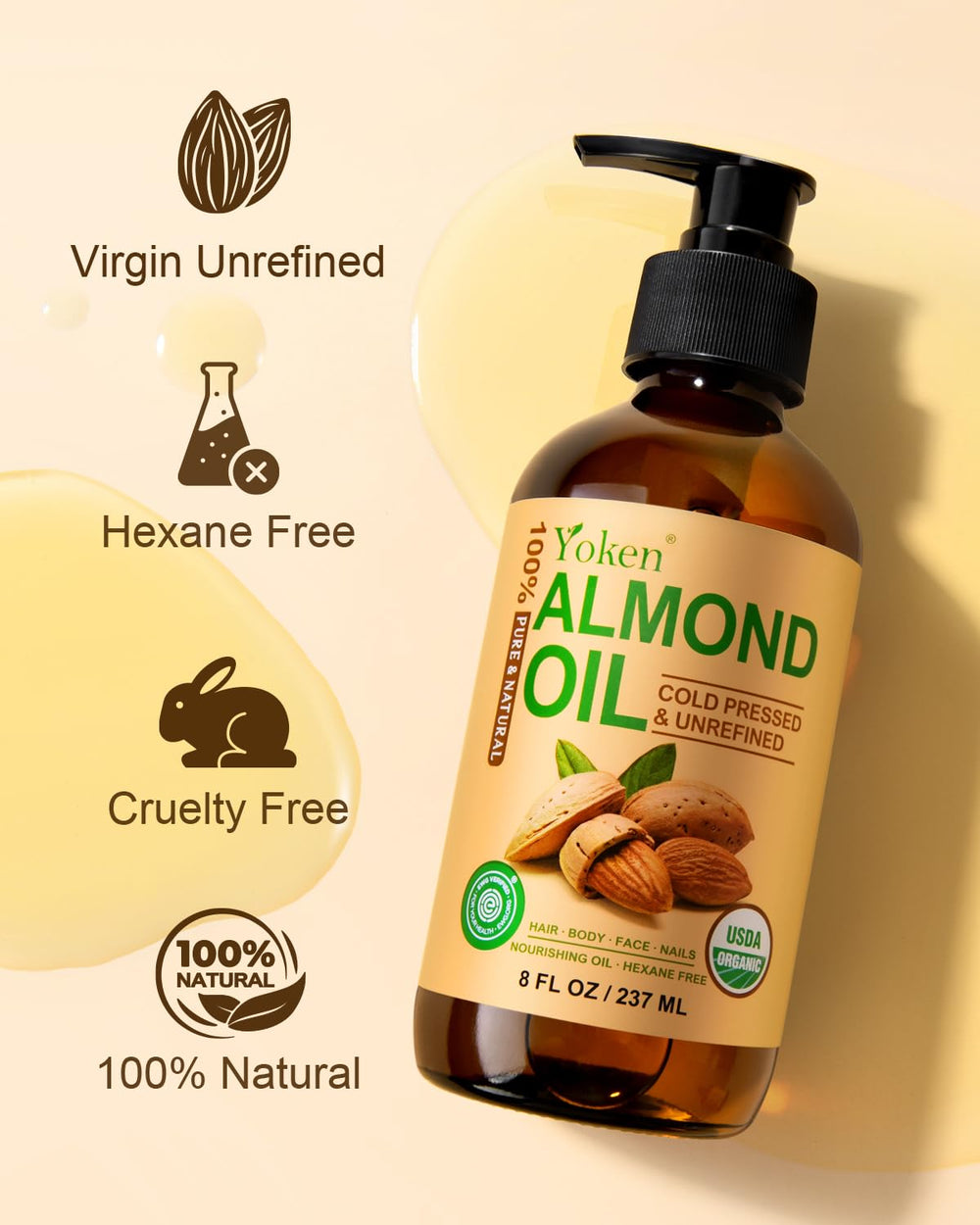 Yoken almond oil ideal carrier oil for DIY skincare blends