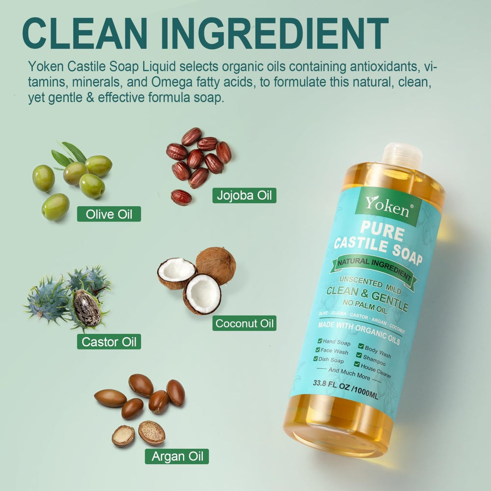 Yoken Castile Soap body wash foam shows mild, skin friendly cleansing