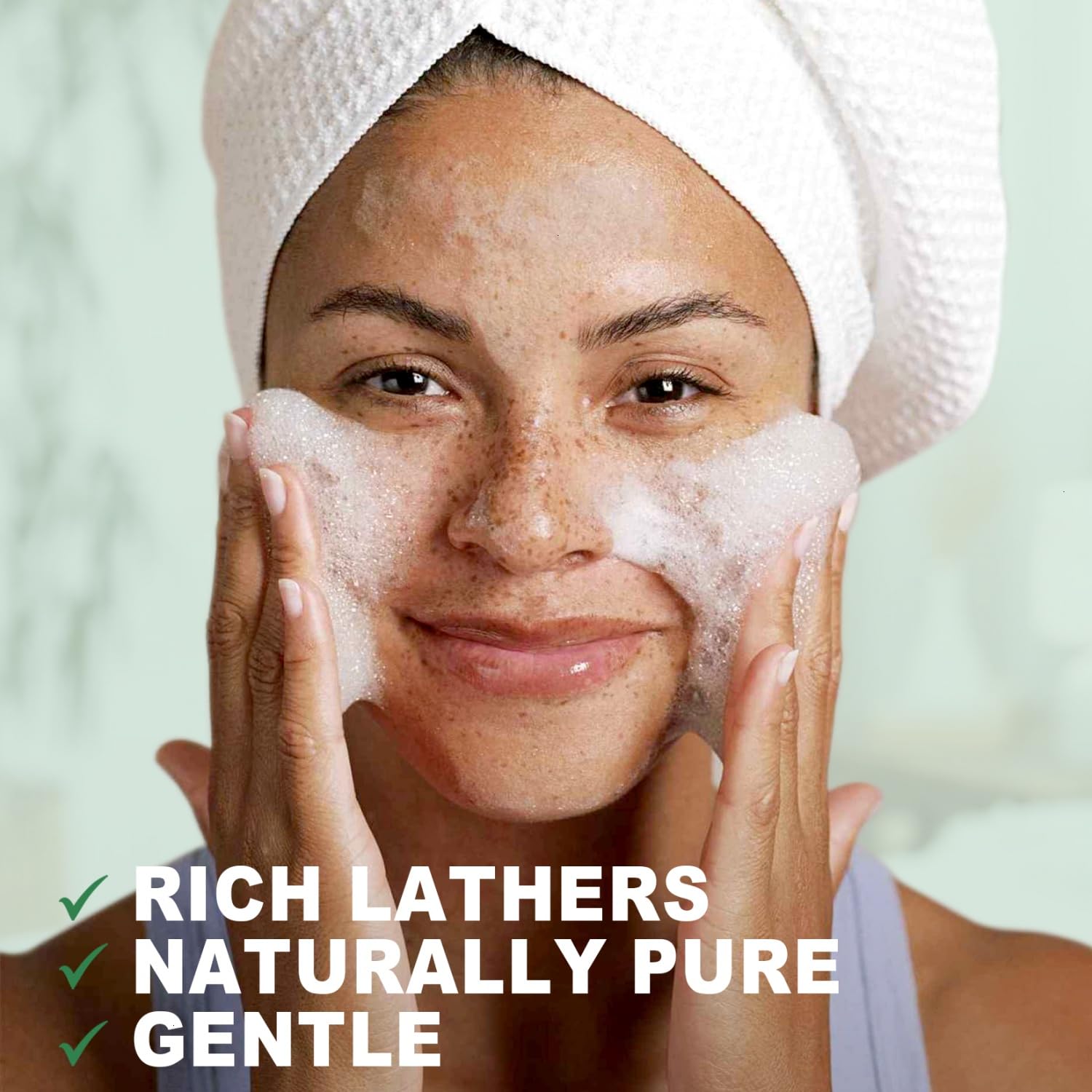 Yoken Castile Soap dilution hands shows economical, gentle cleansing for everyday use.
